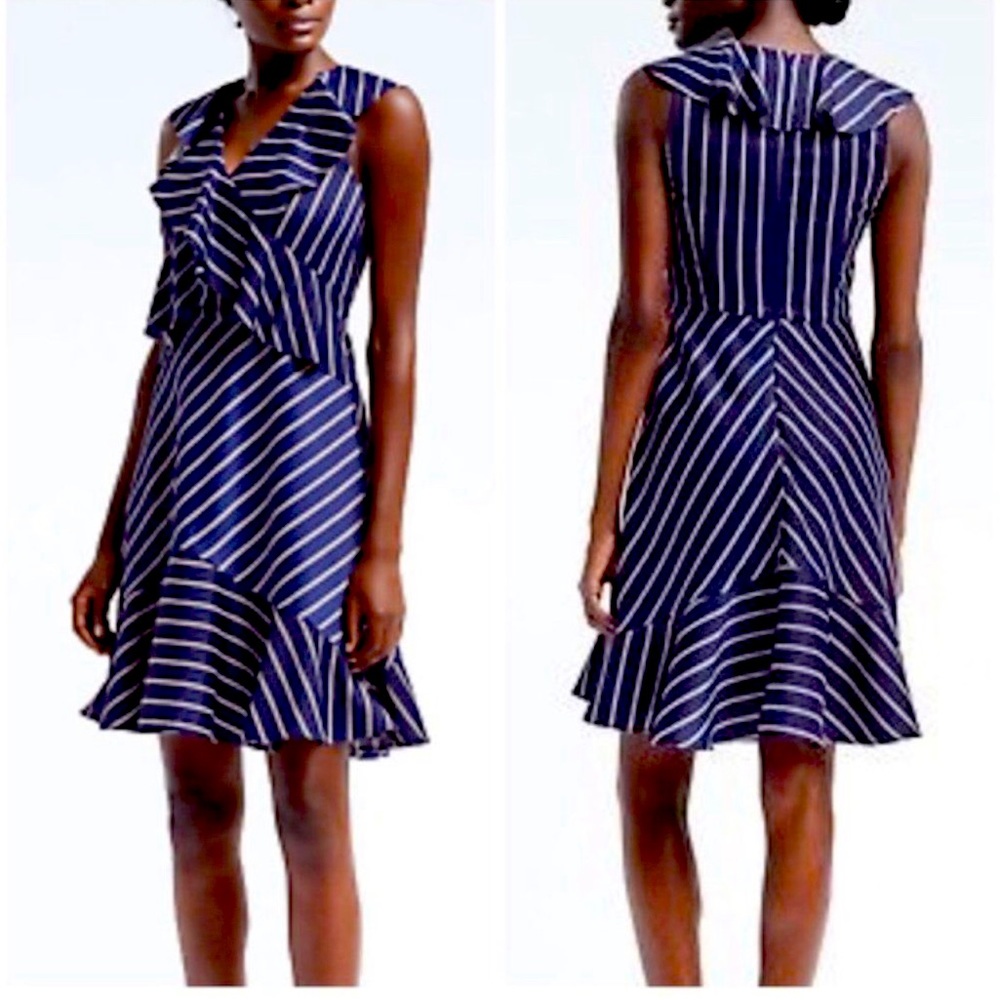 Banana Republic Ruffle Flounce Striped Dress 10